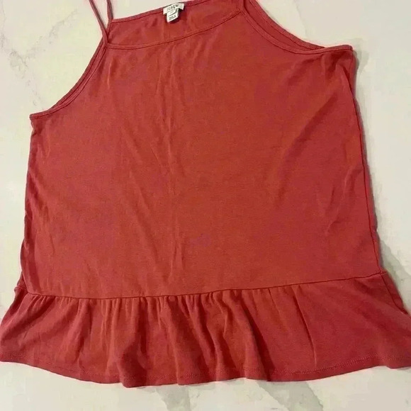 J. Crew Ruffle Peplum Cami Tank Top Pink 100% Cotton Minimalist Women’s Size XXL - Picture 2 of 5